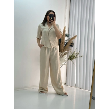 Kısa Kollu Taş Keten Takım