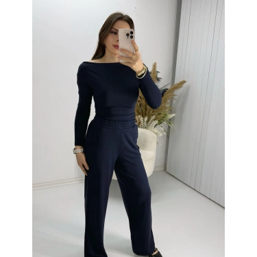 Oysho Uzun Kollu Bady Pantolon Takım Lacivert