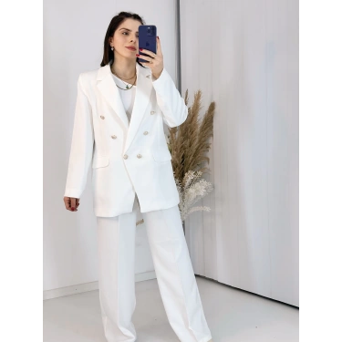 Beyaz Blazer Ceket Takım