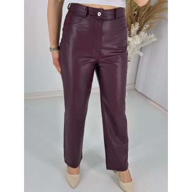 Bordo Deri Pantolon