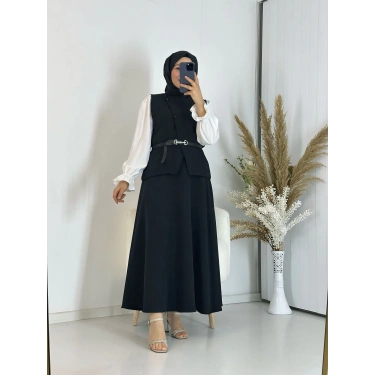 Etekli Yelek Takım Siyah