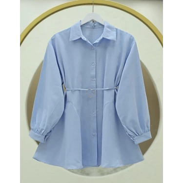 Kalp Kemerli Gömlek Bebe mavi