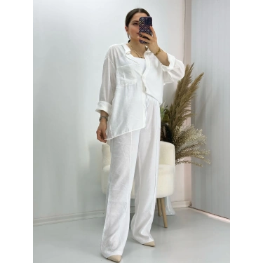 Keten pantolon gömlek takım