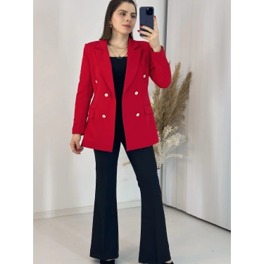 Kırmızı Blazer Ceket Takım