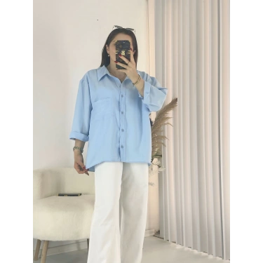 Mavi Ayrobin Salaş Gömlek