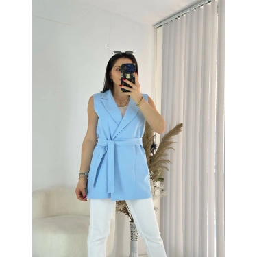 Mavi Bağlamalı Yelek