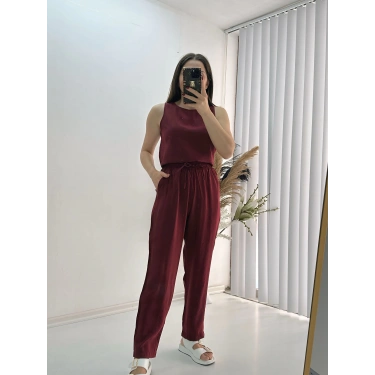 Modal Dokulu Kolsuz Takım Bordo