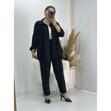 Pamuklu Keten İkili Takım Siyah