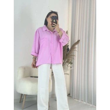 Pembe Ayrobin Salaş Gömlek