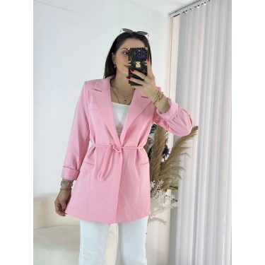 Pembe Bel Bağlamalı Ceket