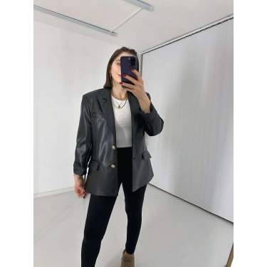 Premium Kalite Gold Düğme Blazer Ceket