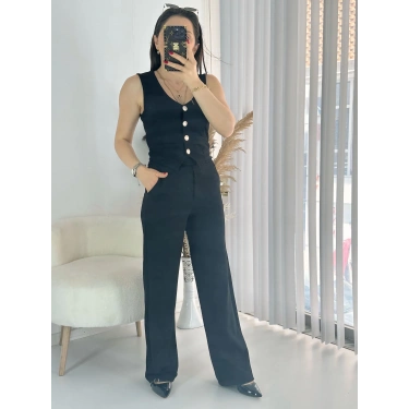 Siyah Yelek Pantolon İkili Takım