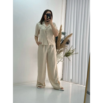 Kısa Kollu Taş Keten Takım