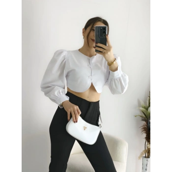 Beyaz Balon kol Gömlek