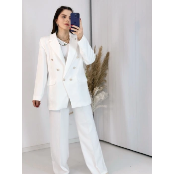Beyaz Blazer Ceket Takım