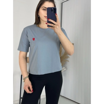 Bisiklet Yaka Basic Thsirt Gri