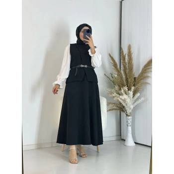 Etekli Yelek Takım Siyah