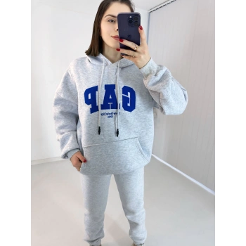 Gap Kapşonlu Gri Üç İplik Sweat Takım