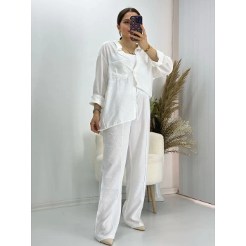 Keten pantolon gömlek takım