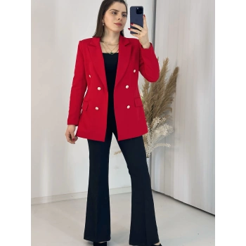 Kırmızı Blazer Ceket Takım