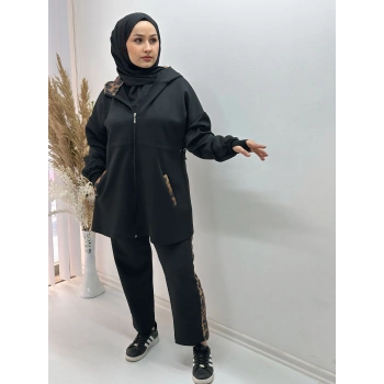 Leopar Detay Fermuarlı Scuba Takım