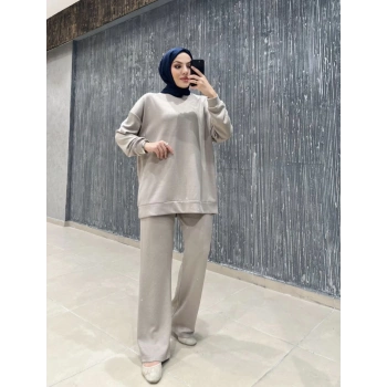 Oysho taşlı takım bej