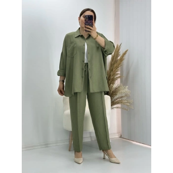 Pamuklu Keten İkili Takım Yeşil