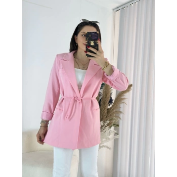 Pembe Bel Bağlamalı Ceket