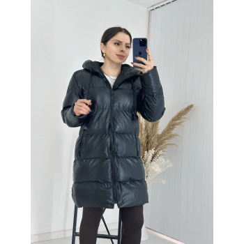 Uzun Deri Şişme Mont