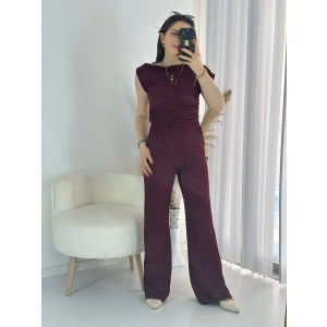 Bordo Kayık Yaka Bürümcük Takım