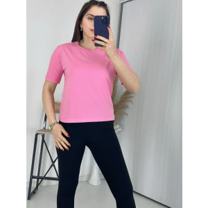 Bisiklet Yaka Basis Thsirt Pembe