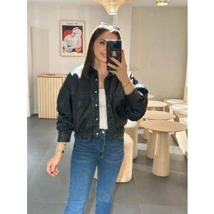 Deri bomber ceket siyah