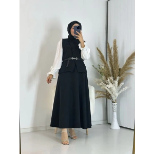 Etekli Yelek Takım Siyah