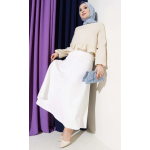 Fırfırlı Müslin Bluz Bej