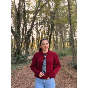 Fular detay Polo yaka kazak bordo