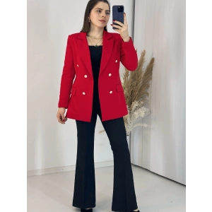Kırmızı Blazer Ceket Takım