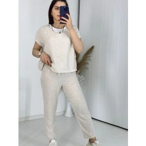 Krem V Yaka Keten Takım