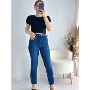 Lacivert Paça Kesik Jean