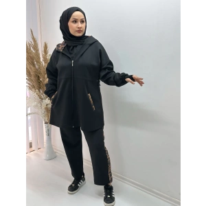 Leopar Detay Fermuarlı Scuba Takım