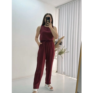 Modal Dokulu Kolsuz Takım Bordo