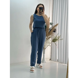 Modal Dokulu Kolsuz Takım İndigo