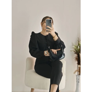 Siyah Balon Kol Gömlek