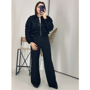 Siyah Palazzo Kumaş Pantolon