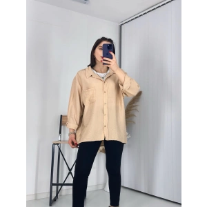 Tek Cepli Oversize Keten Gömlek