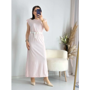 Toz Pembe Vatkalı Penye Elbise