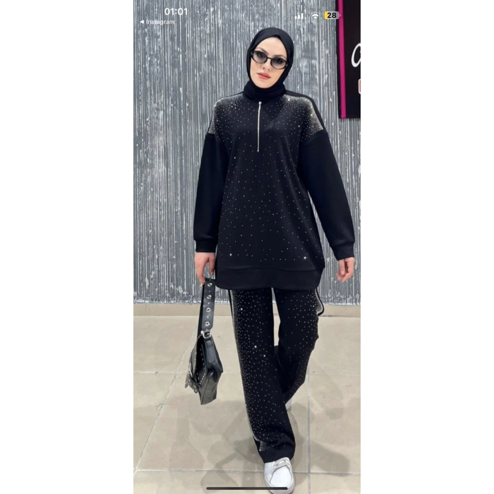 Yarı taşlı Oysho takım siyah