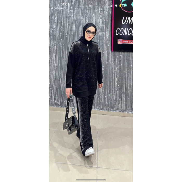 Yarı taşlı Oysho takım siyah