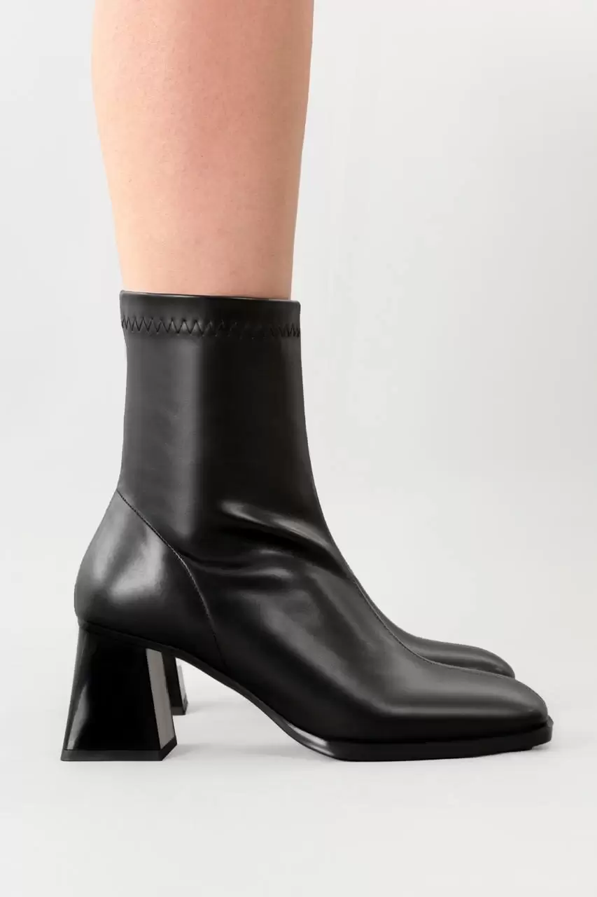 Kadın Bot Siyah Kalın Topuklu Streç Boots