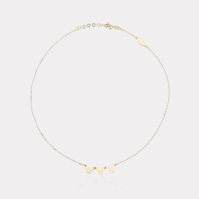 14 Ayar Altın 3lü Kelebek Kolye