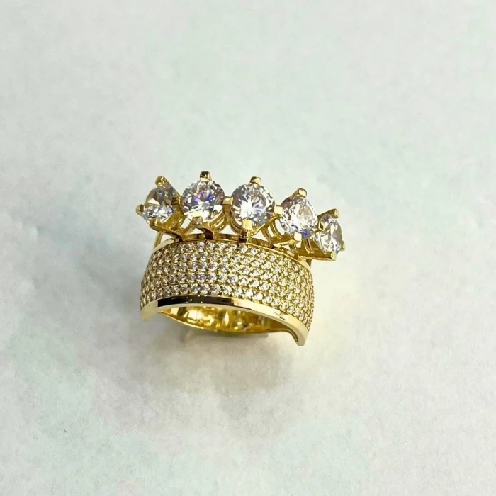 14 Ayar Altın 5 taşlı Alyans